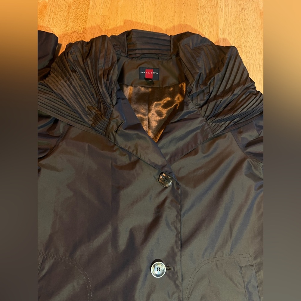 Gallery Convertible Shawl Collar Hooded Raincoat Women’s Brown A-Line Trench S - Picture 10 of 15